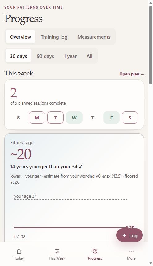 Sculpt Studio fitness-age screen